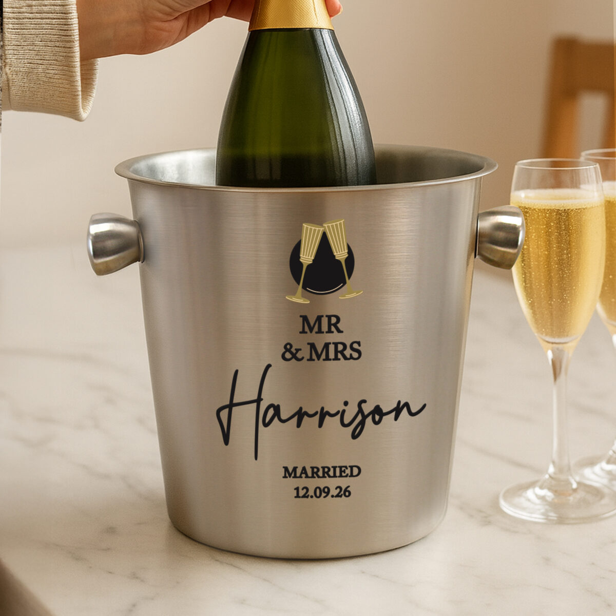 Personalised Flutes Stainless Steel Ice Bucket