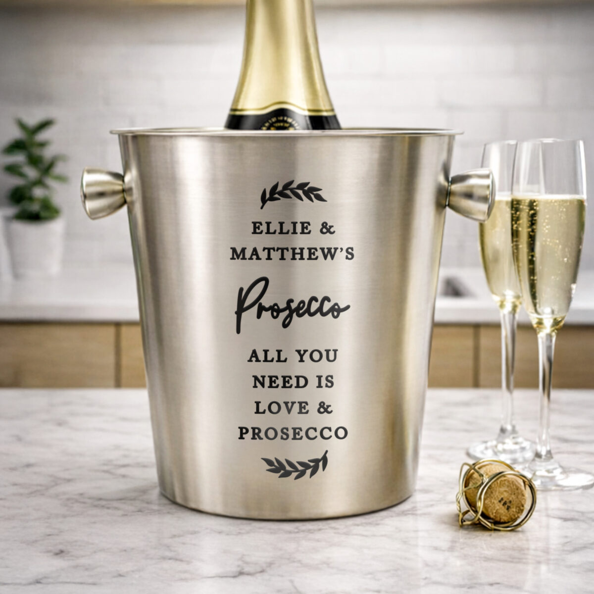 Personalised Wreath Stainless Steel Ice Bucket
