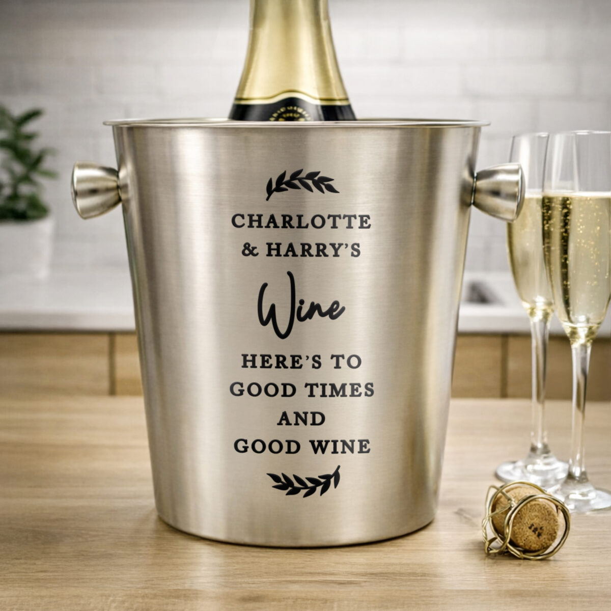 Personalised Wreath Stainless Steel Ice Bucket