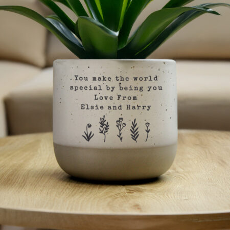 Personalised Floral Flecked Plant Pot