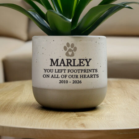 Personalised Pet Memorial Flecked Plant Pot