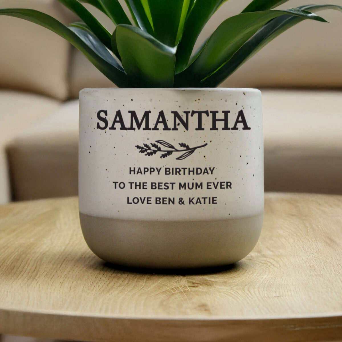 Personalised Memorial Flecked Plant Pot