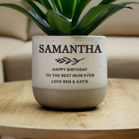 Personalised Memorial Flecked Plant Pot