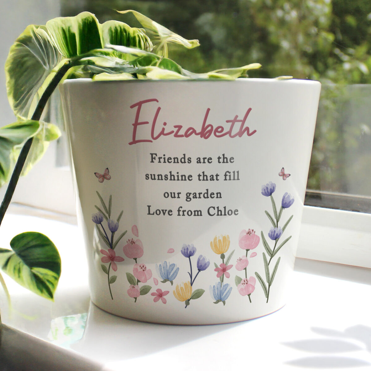 Personalised Pretty Floral Large Plant Pot
