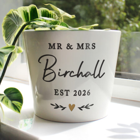 Personalised Gold Heart Large Plant Pot