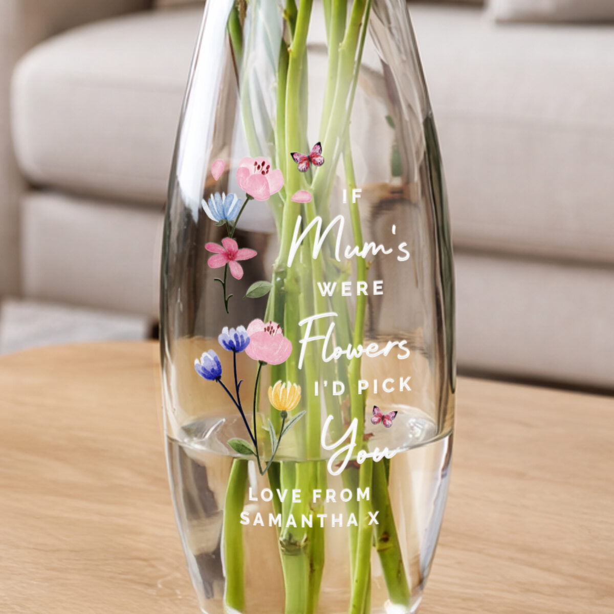 Personalised I'd Pick You Text Bullet Vase