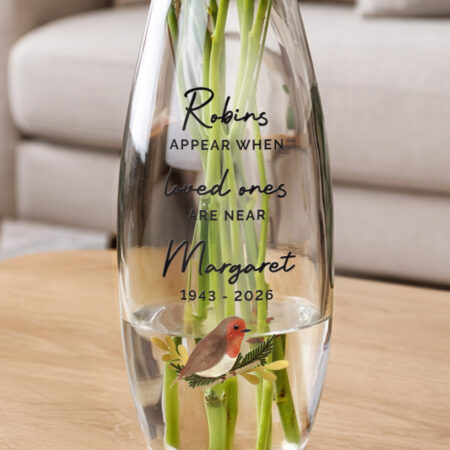 Personalised Robins Appear Bullet Vase