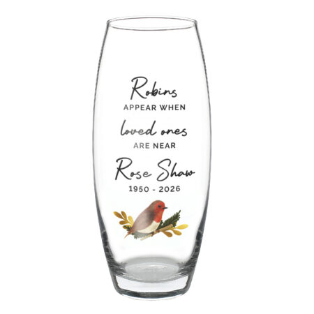 Personalised Robins Appear Bullet Vase