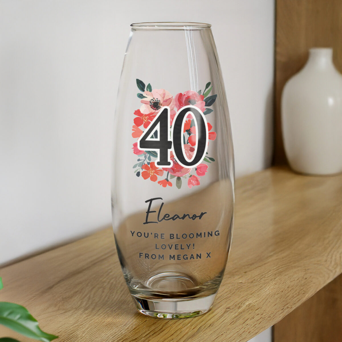 Personalised Floral Big Age Bullet Vase