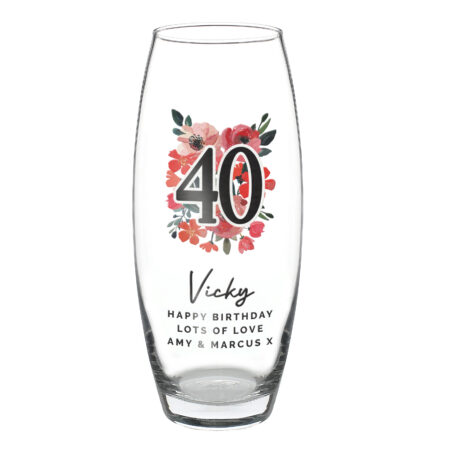 Personalised Floral Big Age Bullet Vase