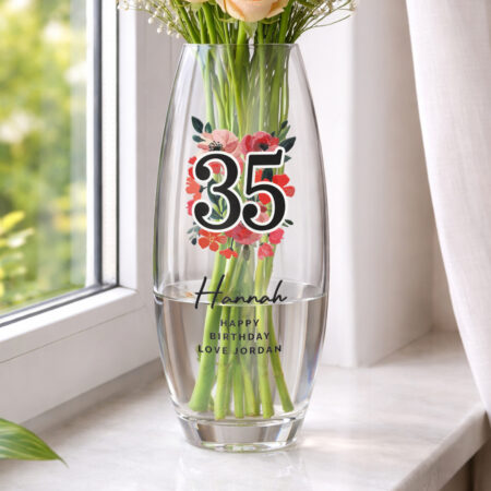Personalised Floral Big Age Bullet Vase
