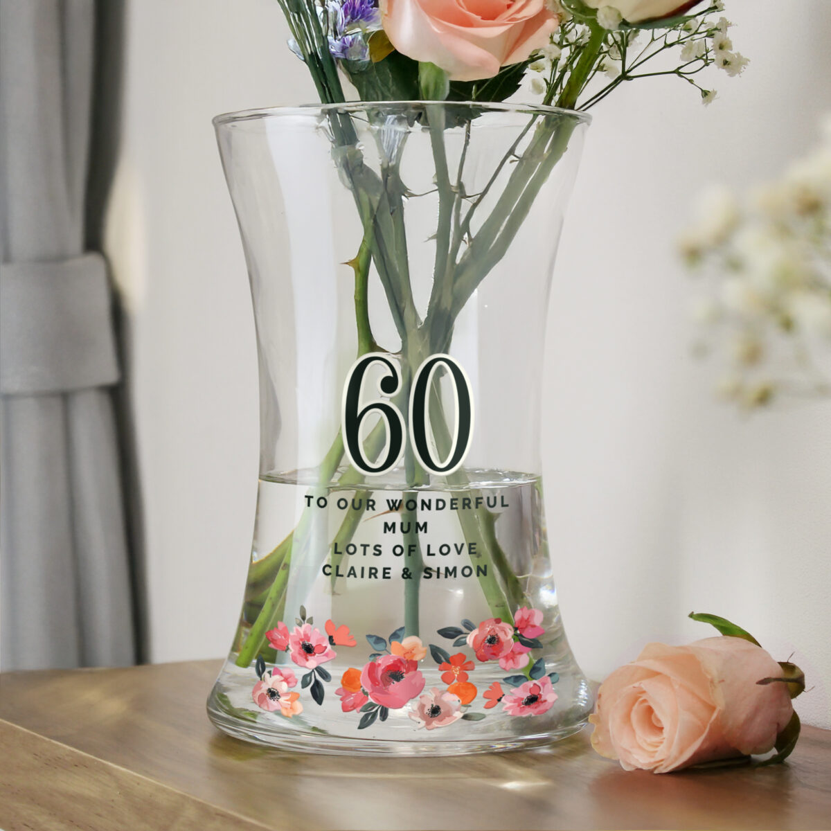 Personalised Floral Big Age Waisted Vase