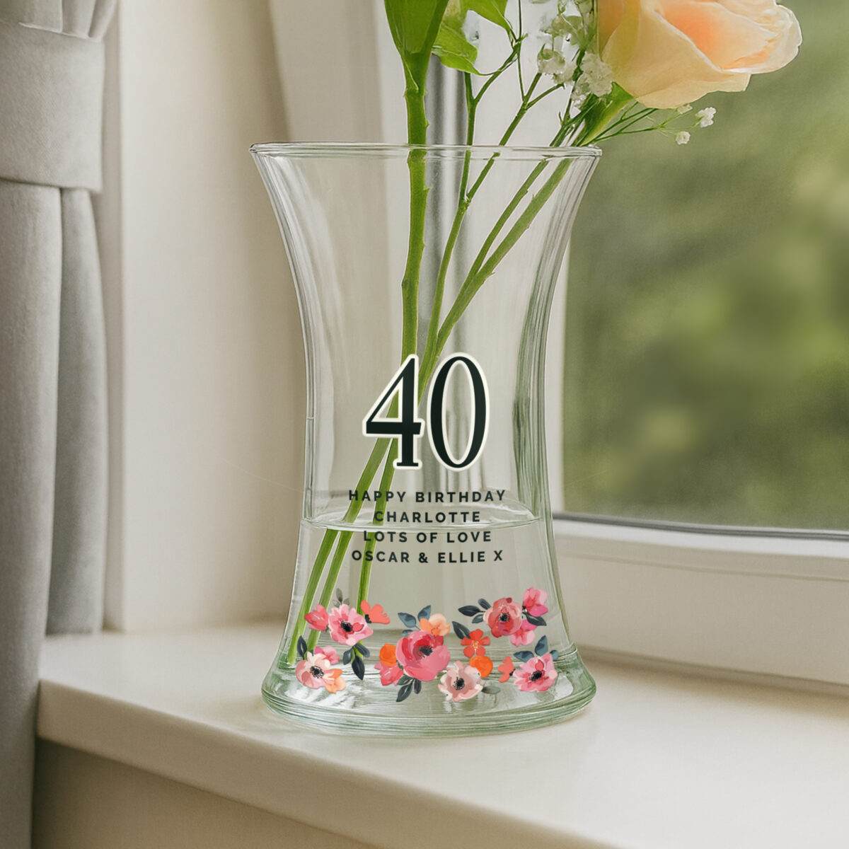 Personalised Floral Big Age Waisted Vase