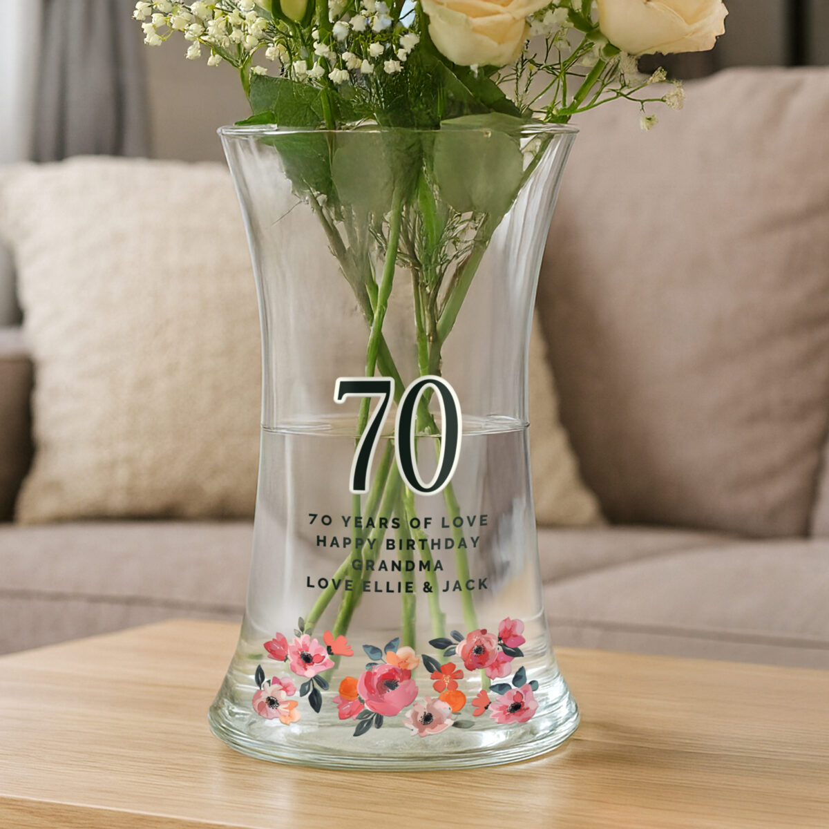 Personalised Floral Big Age Waisted Vase