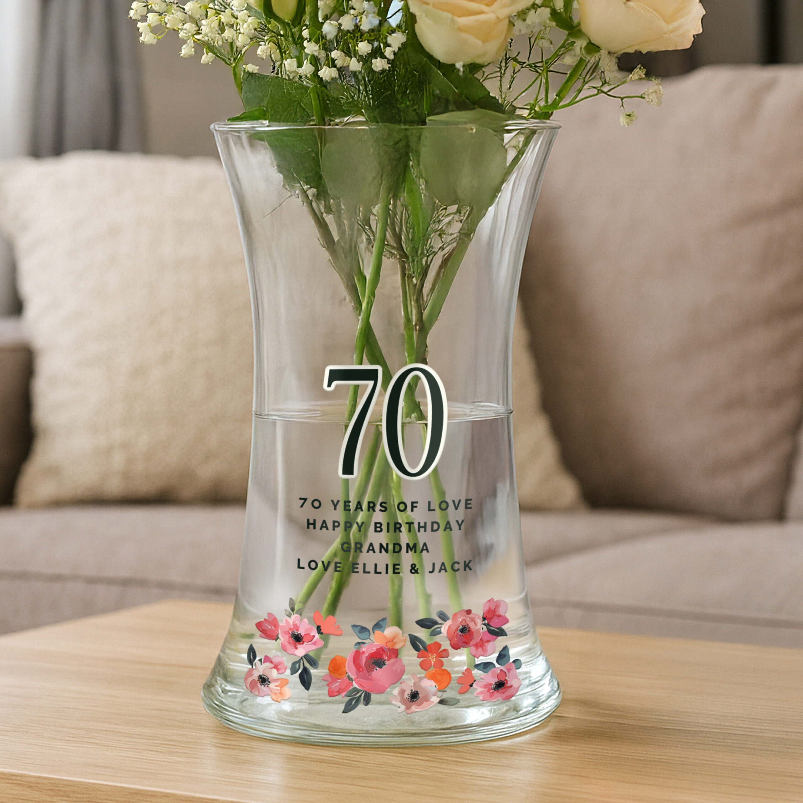 Personalised Floral Big Age Waisted Vase