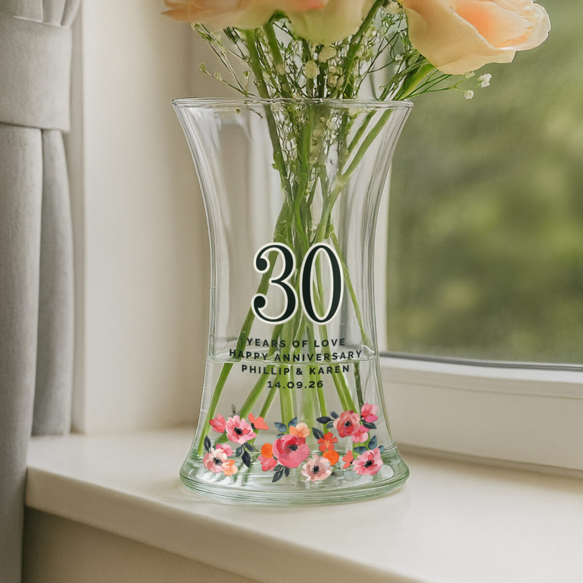 Personalised Floral Big Age Waisted Vase