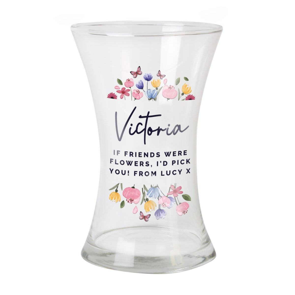 Personalised Bright Floral Waisted Vase
