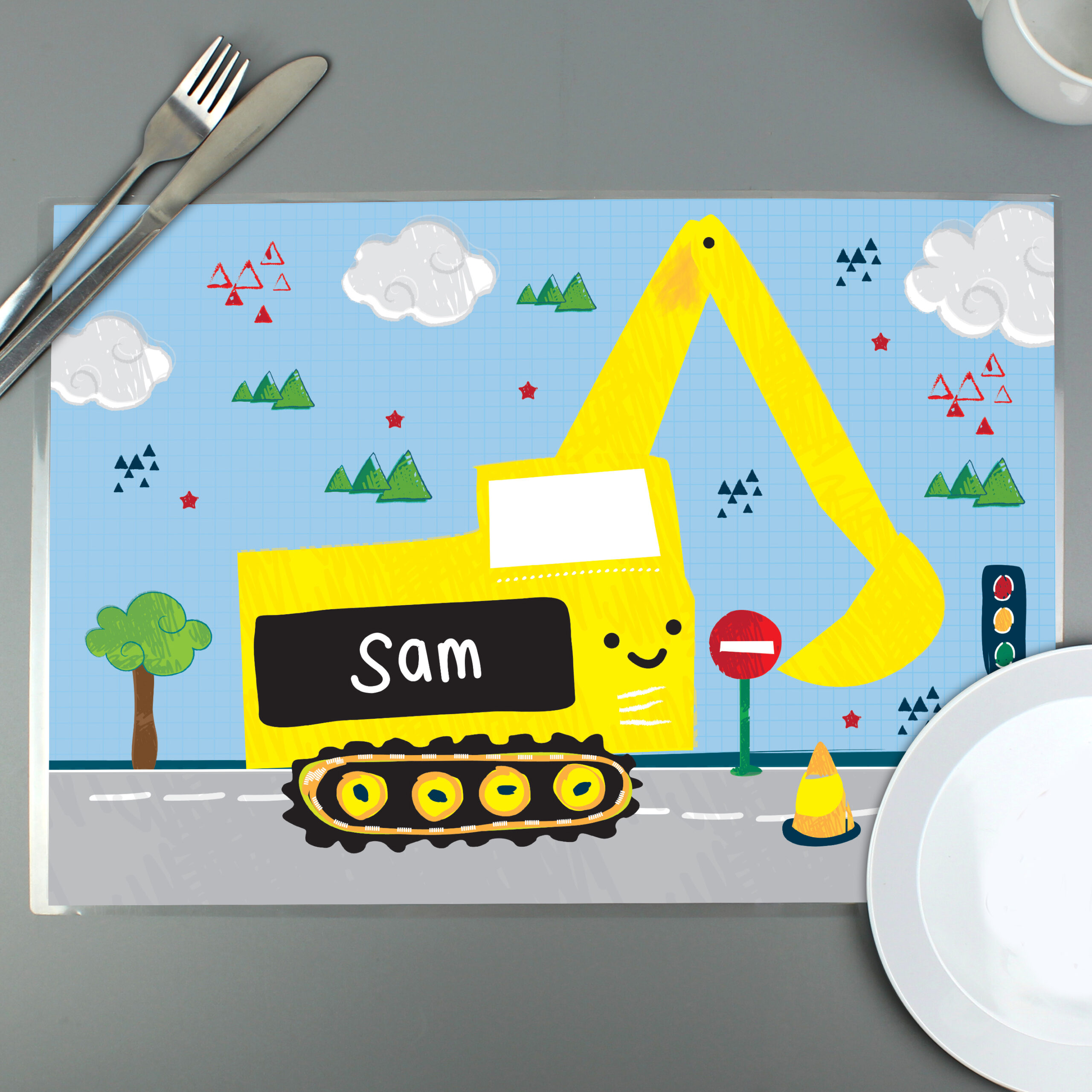 P0512AA53 Personalised Digger Placemat - Image 1