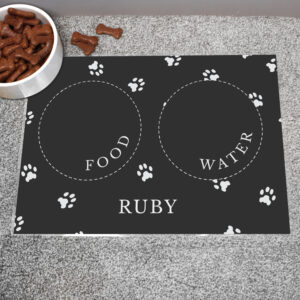 Personalised Black Pet Bowl Mat - Image 4