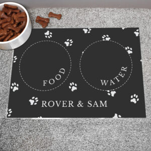 Personalised Black Pet Bowl Mat - Image 5