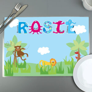 Personalised Blue Animal Alphabet Placemat - Image 4