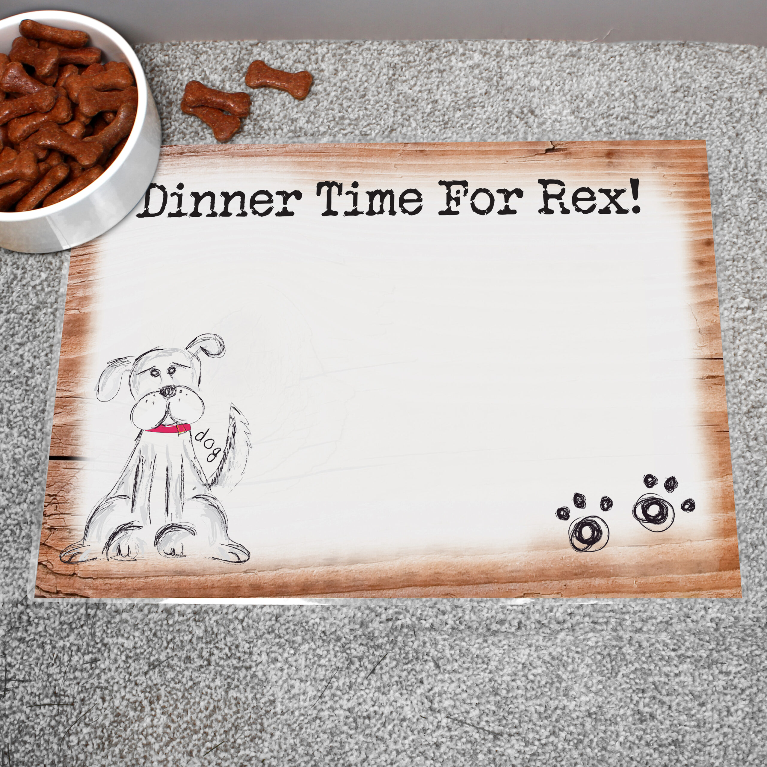 P0512Q59 Personalised Scribble Dog Pet Bowl Mat - Image 1