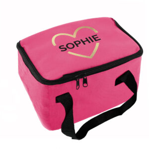 Personalised Gold Heart Pink Lunch Bag - Image 5
