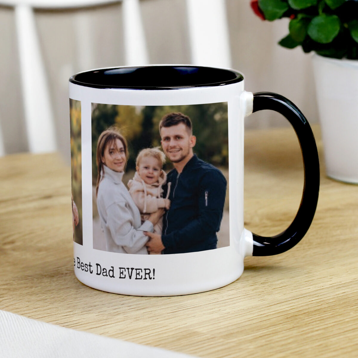 Personalised Multi Photo Upload Black Handle Mug