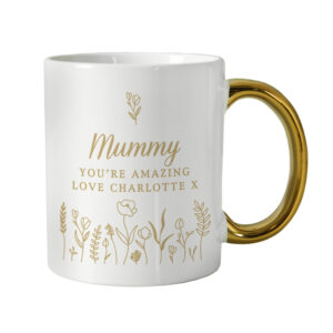 Personalised Floral Gold Handle Mug - Image 4