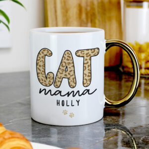 Personalised Cat Mama Gold Handle Mug - Image 4