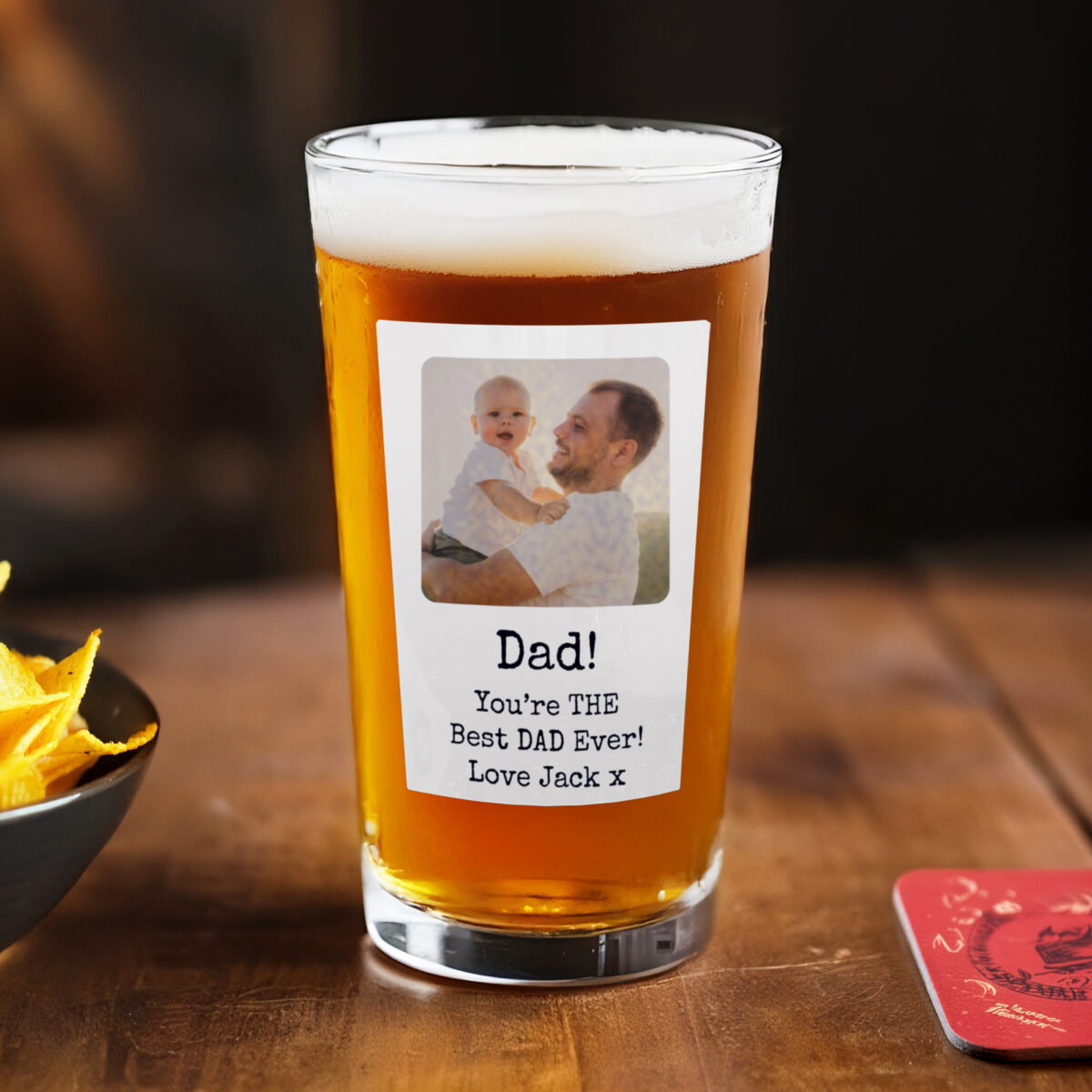 Personalised Photo Upload Polaroid Beer Glass