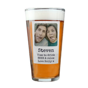 Personalised Photo Upload Polaroid Beer Glass