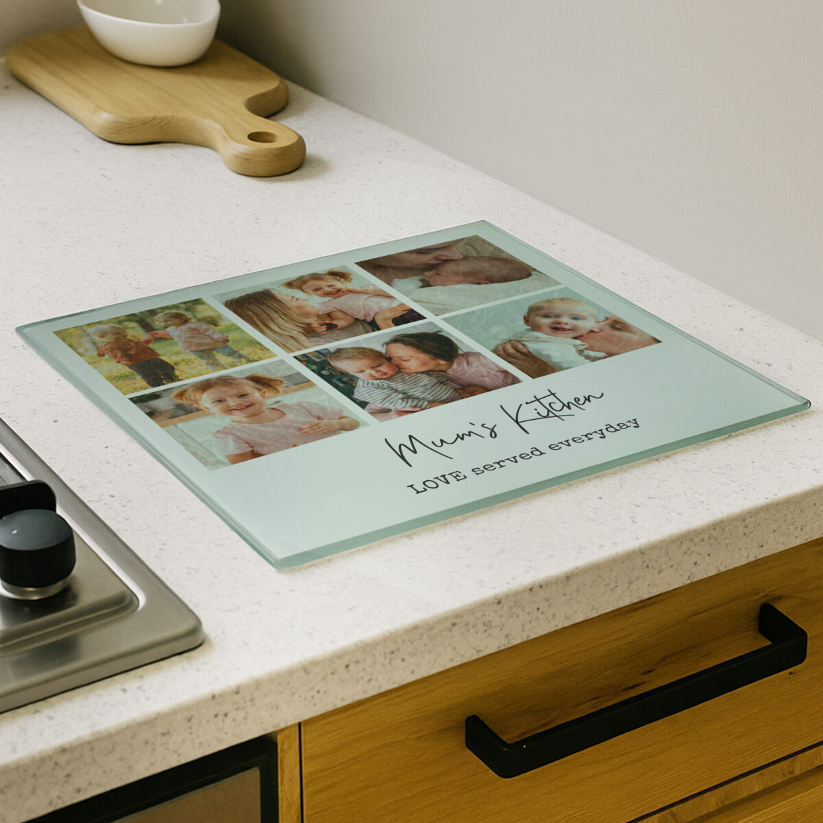 Personalised Photo Upload Glass Chopping Board