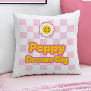 Personalised Pink Check Childrens Bedroom Cushion