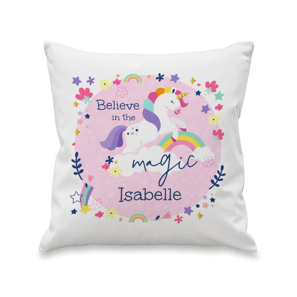 Personalised Pink Unicorn Cushion