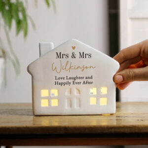 Personalised Black & Gold Ceramic LED House