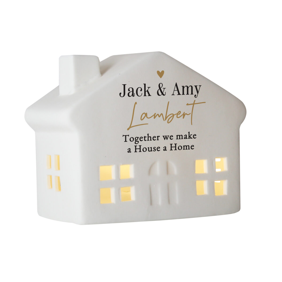 Personalised Black & Gold Ceramic LED House