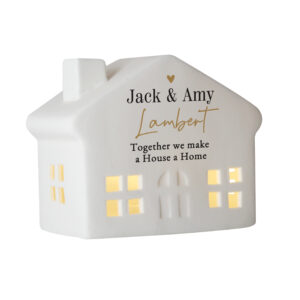 Personalised Black & Gold Ceramic LED House