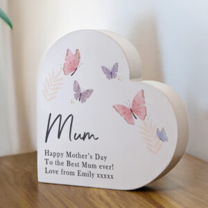 Personalised Butterfly Grey Heart Ornament