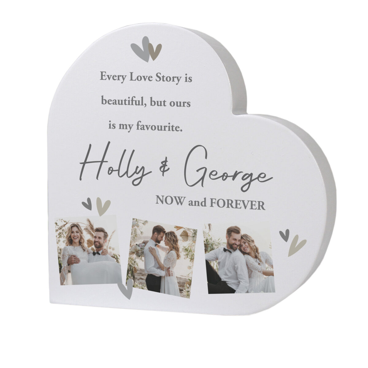 Personalised Photo Upload Grey Heart Ornament