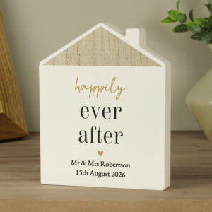 Personalised Black & Gold Wooden House Ornament