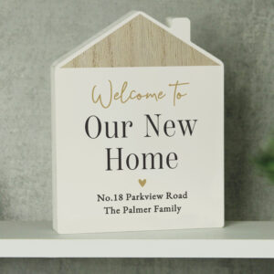 Personalised Black & Gold Wooden House Ornament - Image 4