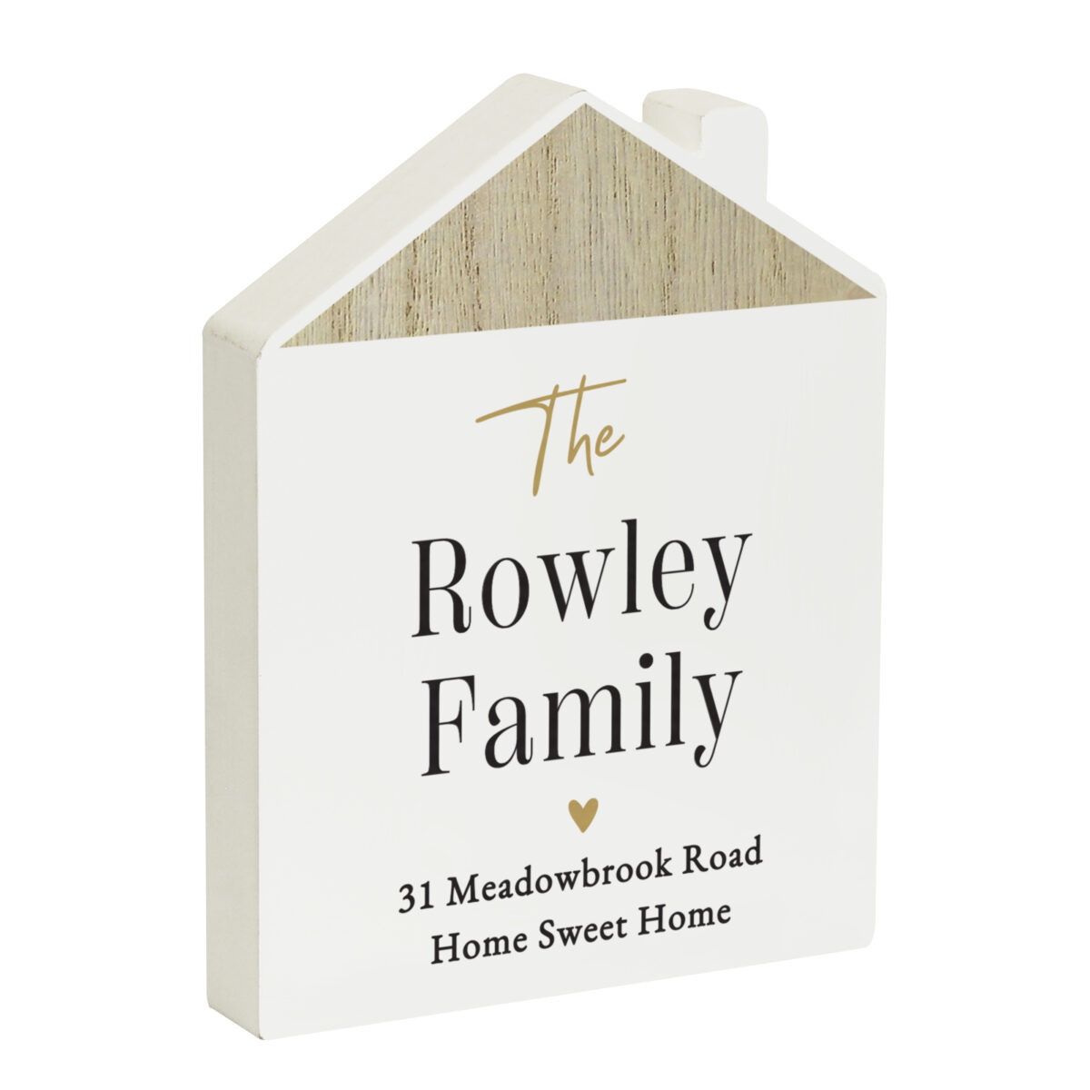 Personalised Black & Gold Wooden House Ornament
