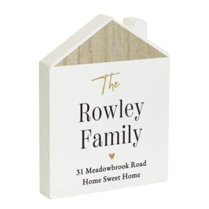 Personalised Black & Gold Wooden House Ornament