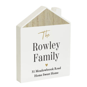 Personalised Black & Gold Wooden House Ornament - Image 5
