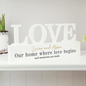 Personalised Black & Gold LOVE Word Plaque
