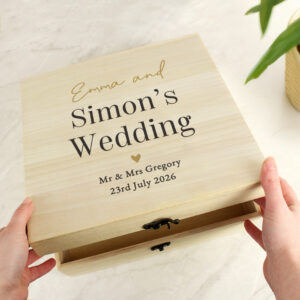 Personalised Black & Gold Free Text Wooden Keepsake Box
