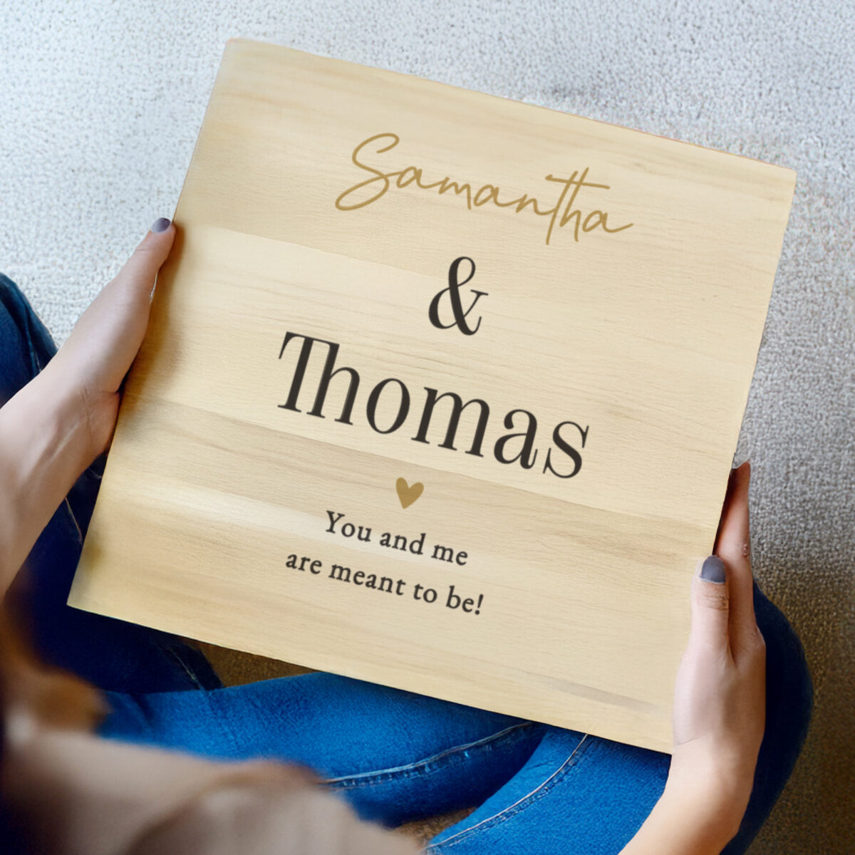 Personalised Black & Gold Free Text Wooden Keepsake Box