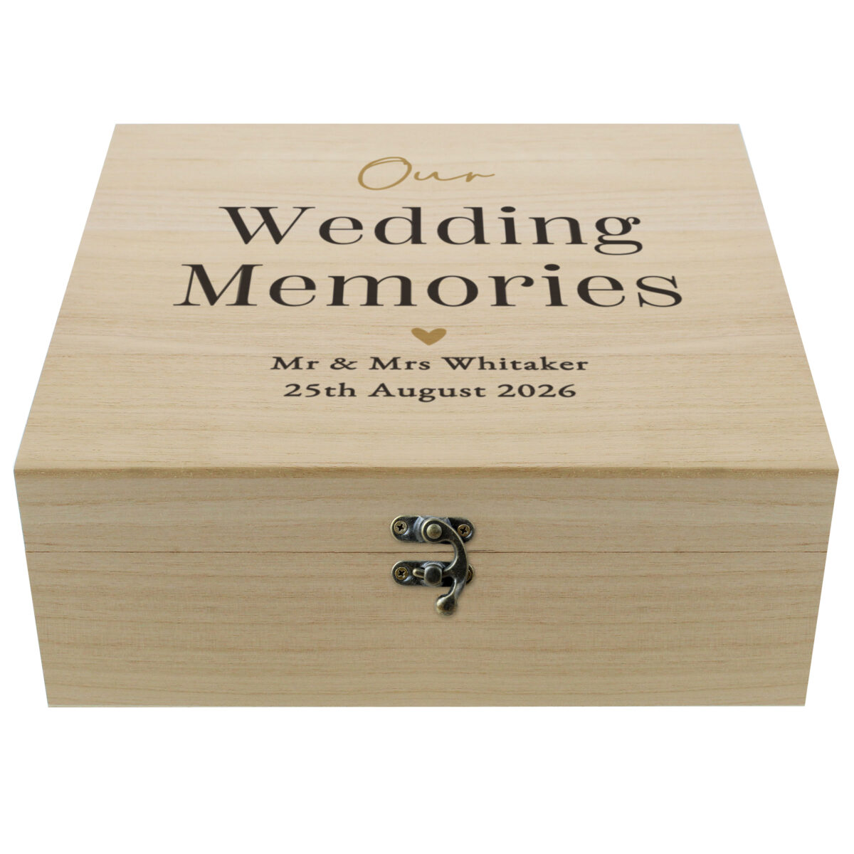 Personalised Black & Gold Free Text Wooden Keepsake Box