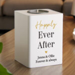 Personalised Black & Gold White Wooden Tealight